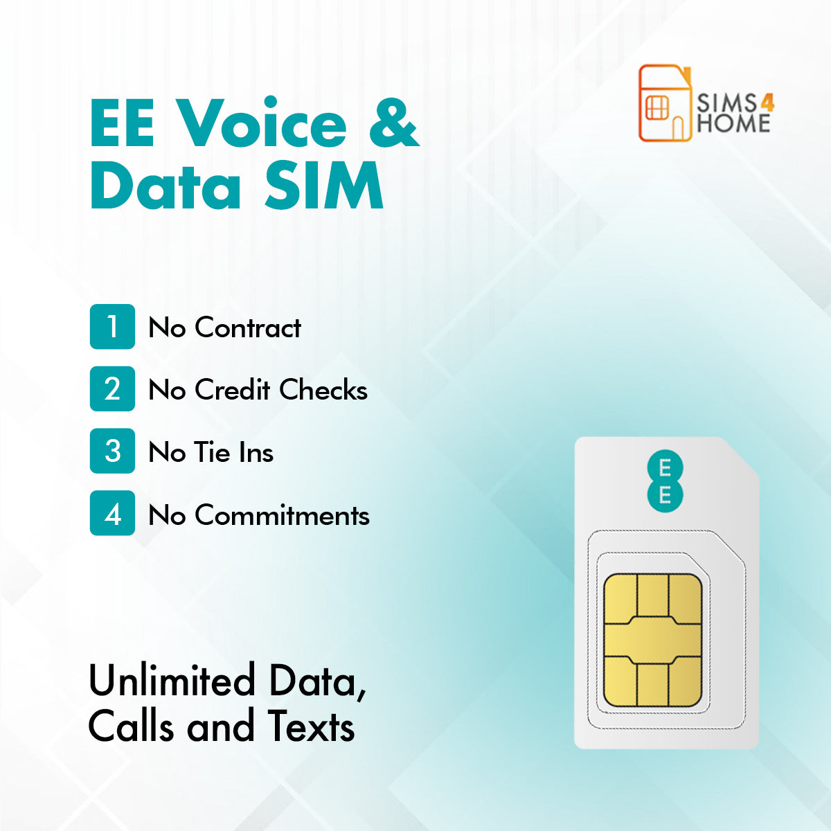 EE Voice & Data Sim Card Preloaded with UNLIMITED 4G/5G Data