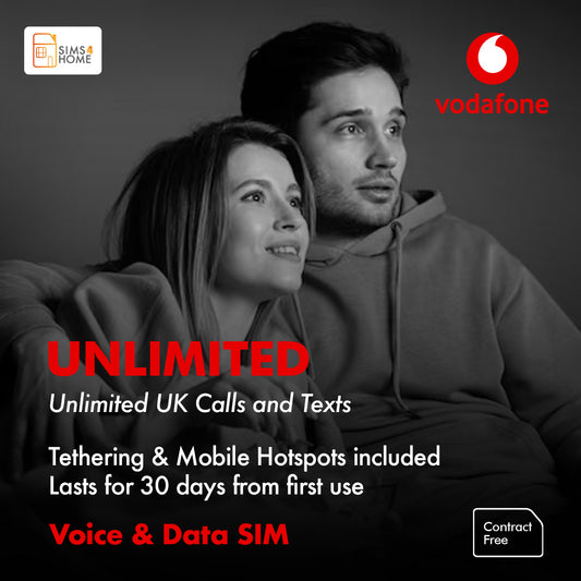 Vodafone Voice & Data Sim Card Preloaded with UNLIMITED 4G/5G Data